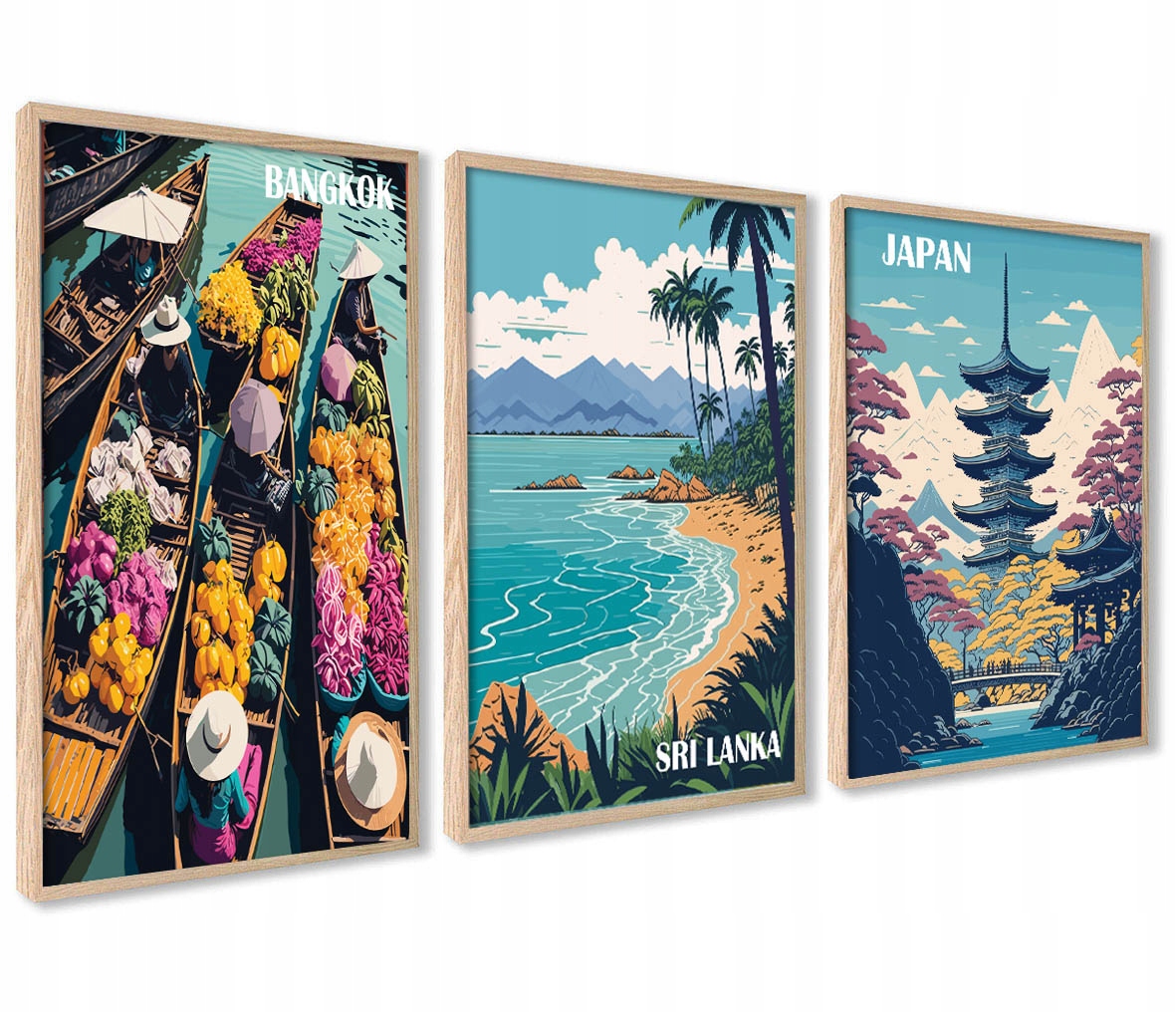 Plakáty na zeď Asie Bangkok Thajsko Japonsko Srí Lanka Vintage obrazy