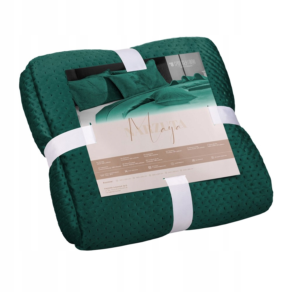 Velurový přehoz na postel 240x220 Maya, lahvově zelená, geometrické křížky