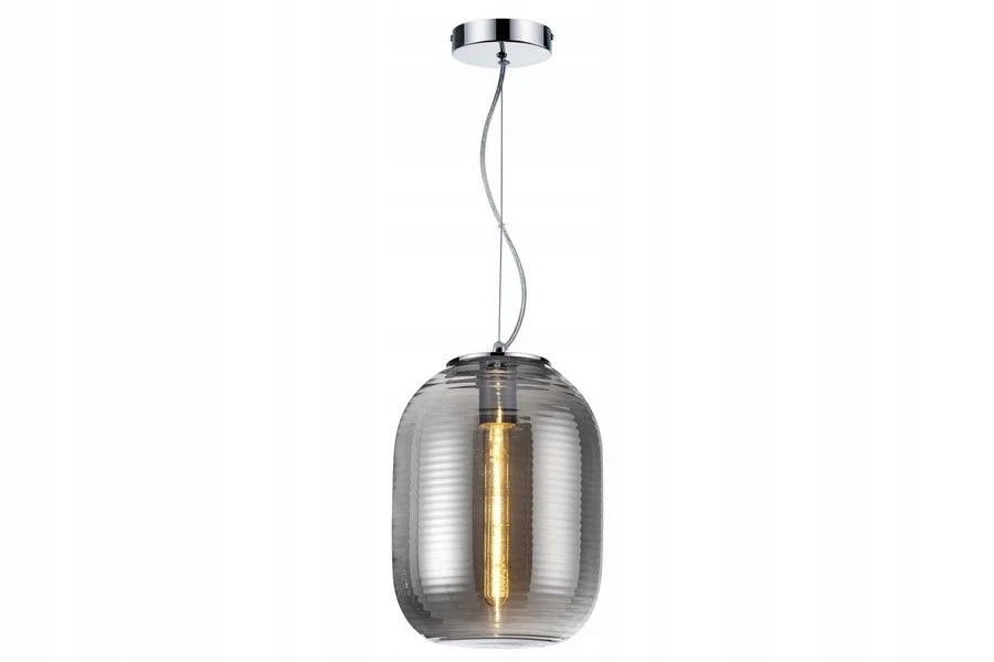 Dekorativní chromovaná závěsná lampa kulatý s podlouhlým stínítkem 23 cm Reality