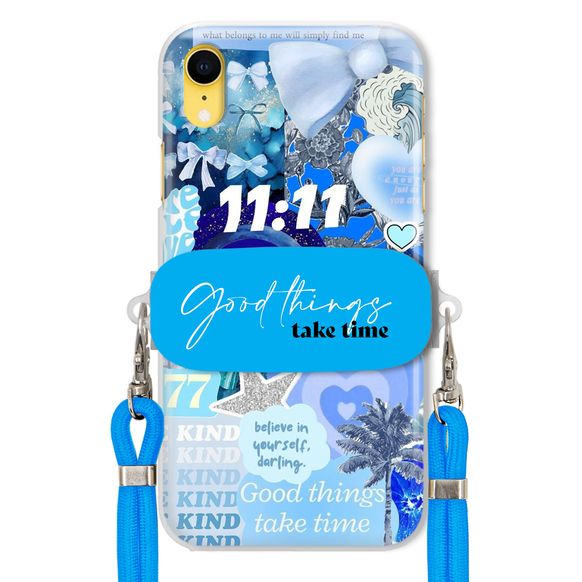 Puzdro pre iPHONE Xr Držiak Crossbody vodítko Good Things Take Time Lata