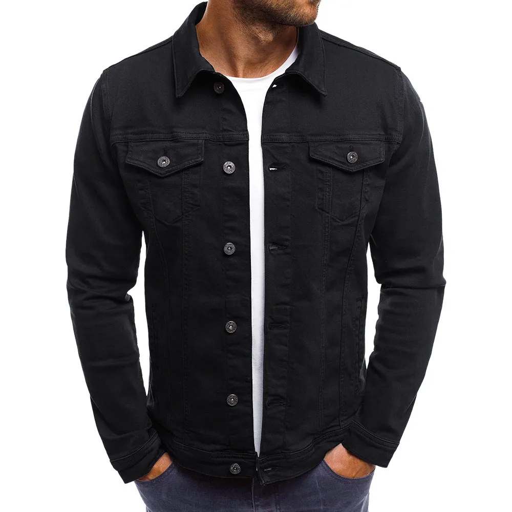 2023 Spring Autumn Men Black Denim Jacket Men's Al Długość inna