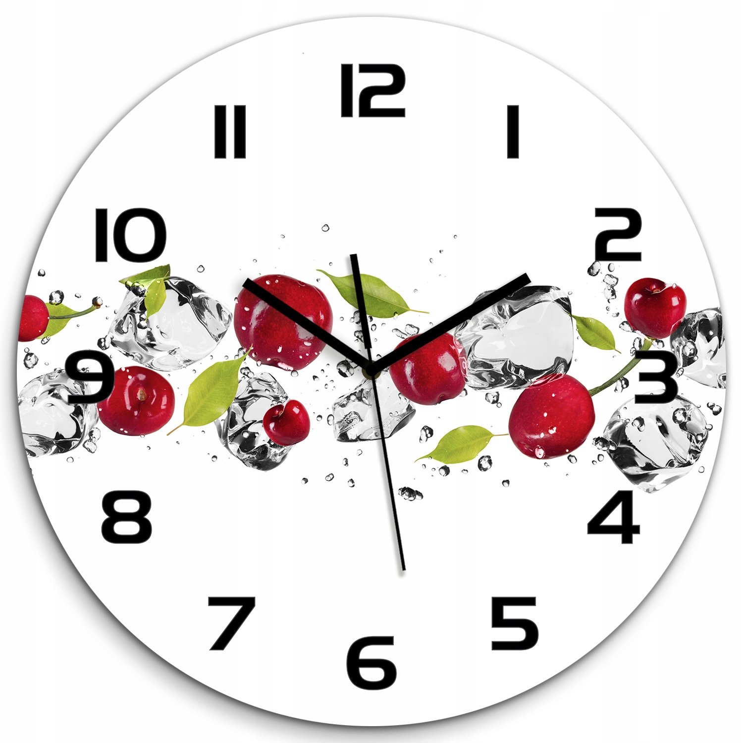 

Duży zegar szklany do salonu Wiśnie i woda fi 60cm