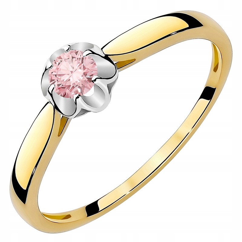 Klasický Zlatý Prstýnek pr. 585 14k s laboratorním diamantem 0,15 ct