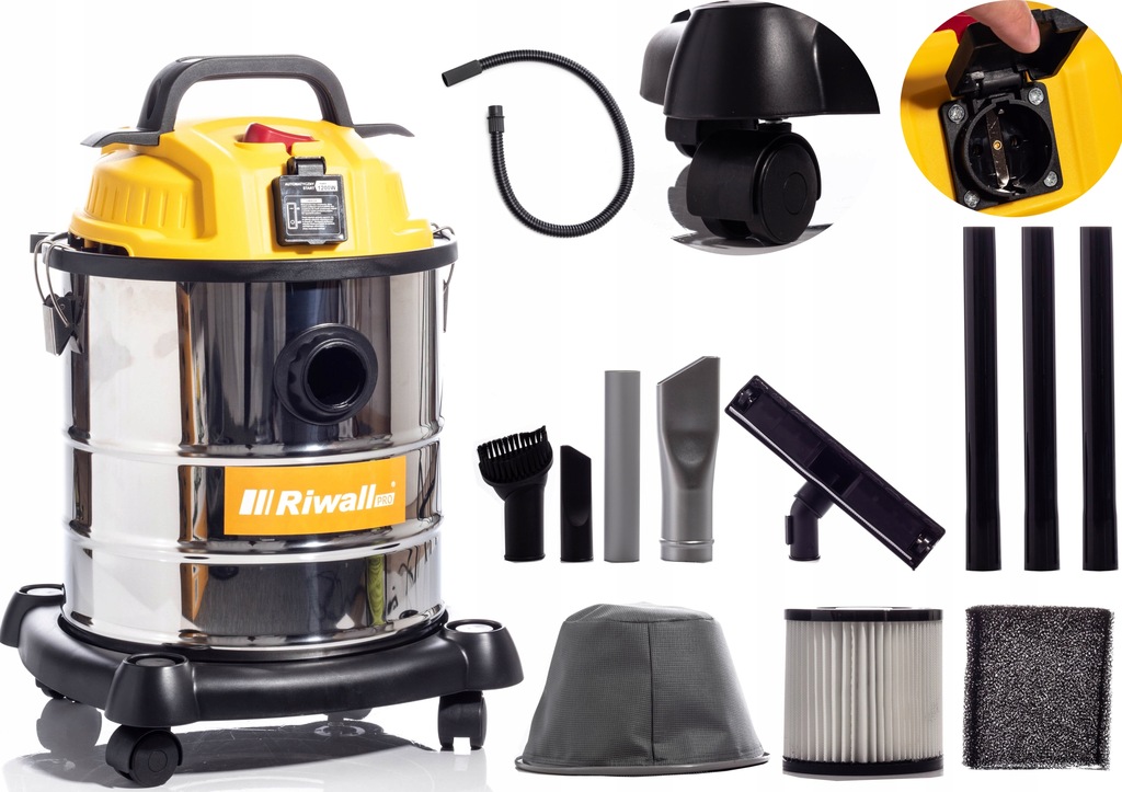 MOCNY ODKURZACZ PRZEMYSŁOWY 2200W GNIAZDO NOIDUR do gipsu kominka pyłu kurz EAN (GTIN) 8595123405044