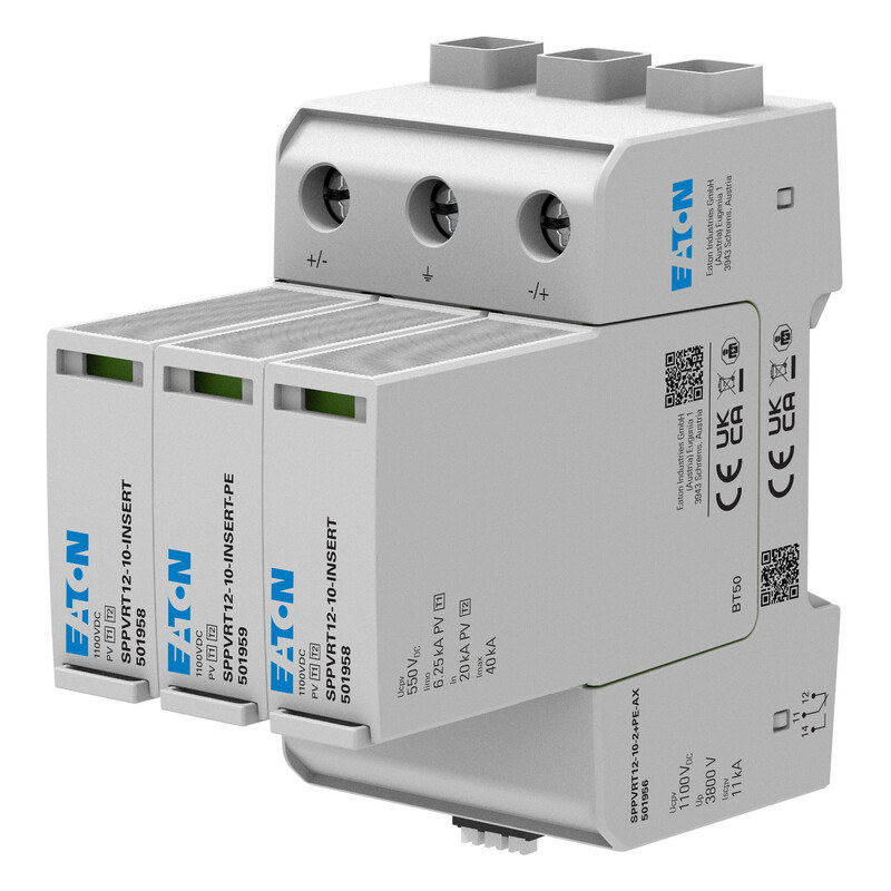 Ogranicznik przepięć do fotowoltaiki Typ 1+2 1000VDC SPPVRT12-10-2+PE