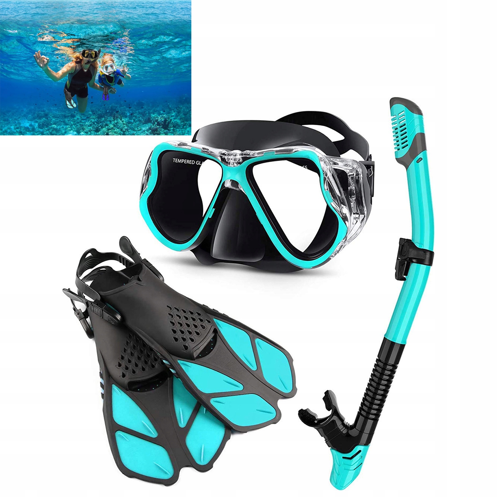Sada Na Potápění Potápěčské Brýle S Panoramatickou Trubičkou A Ploutvemi