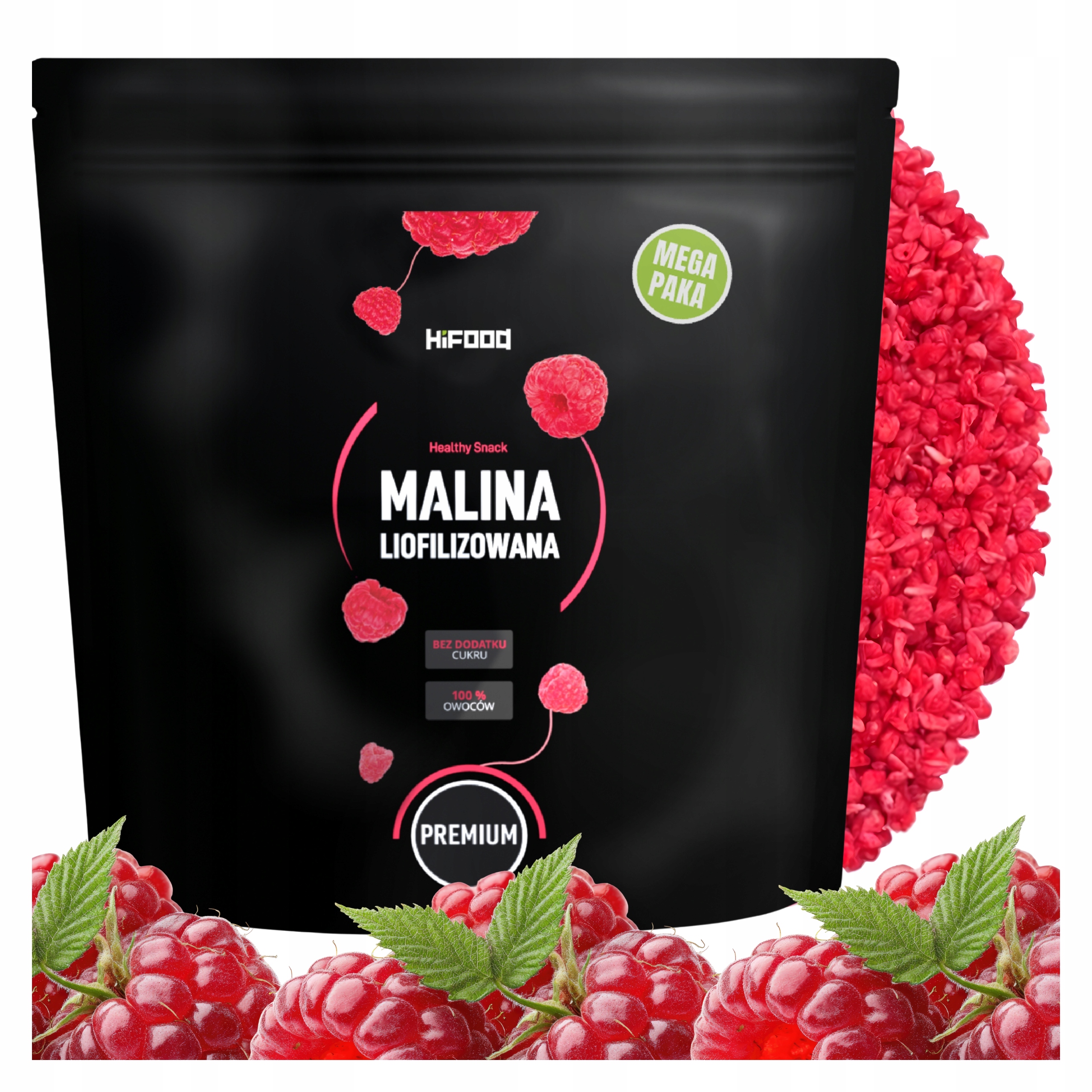 Malina Liofilizowana Grys 400g z Polskiej Maliny Owoce Liofilozowane HiFood
