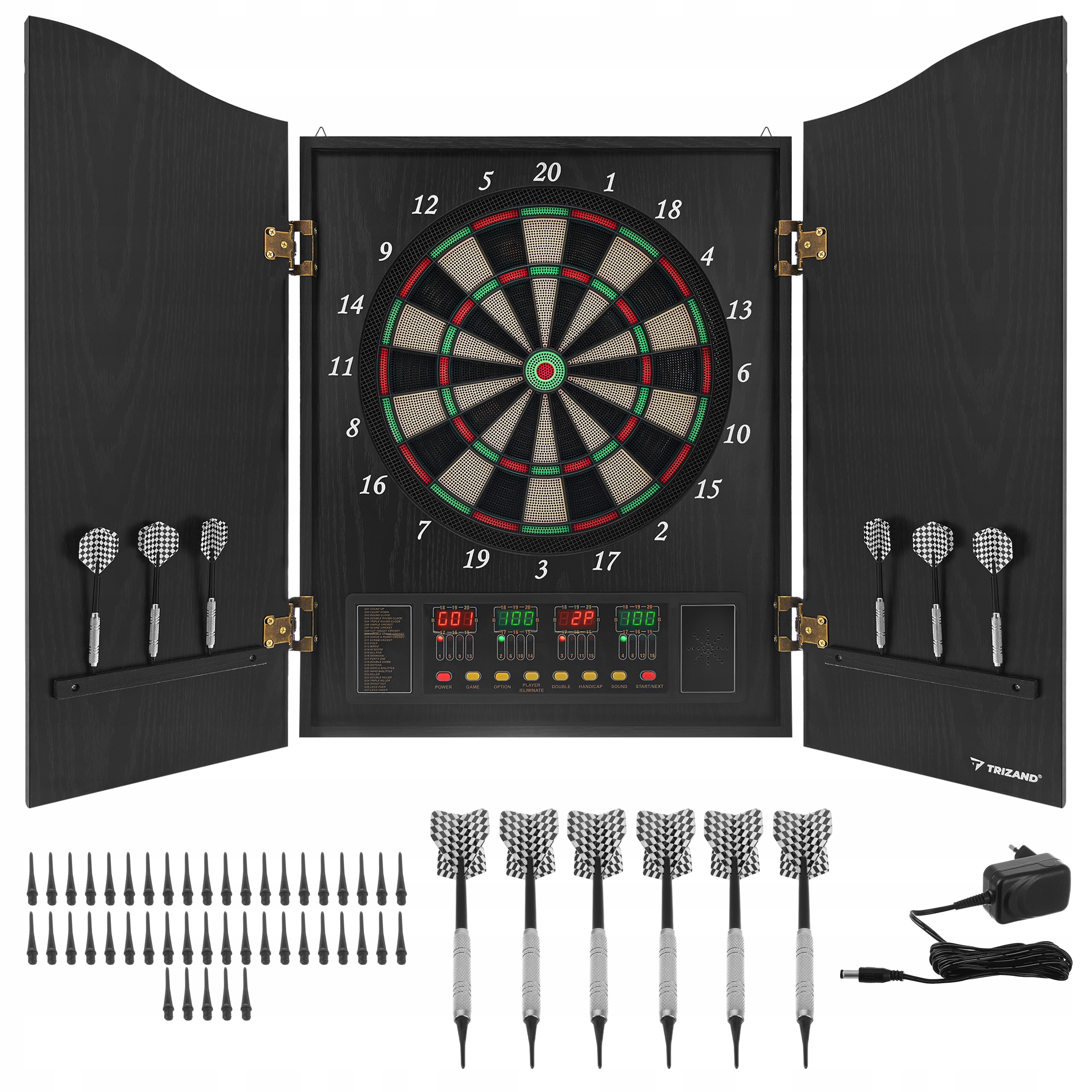 Elektronický terč na šipky s lotkami, 27 her, 243 variant