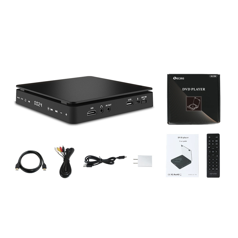 ODTWARZACZ PRZENOŚNY DVD CD MP3/MP4 USB PILOT Kolor czarny