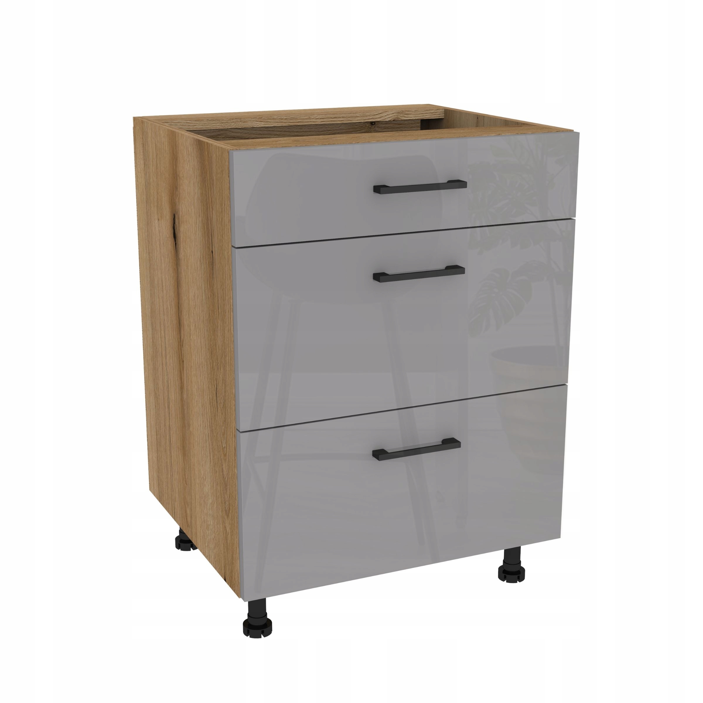 Spodná skrinka so zásuvkou Slim 60 Capri Dub Evoke predná strana Šedá Akrylová lesklá