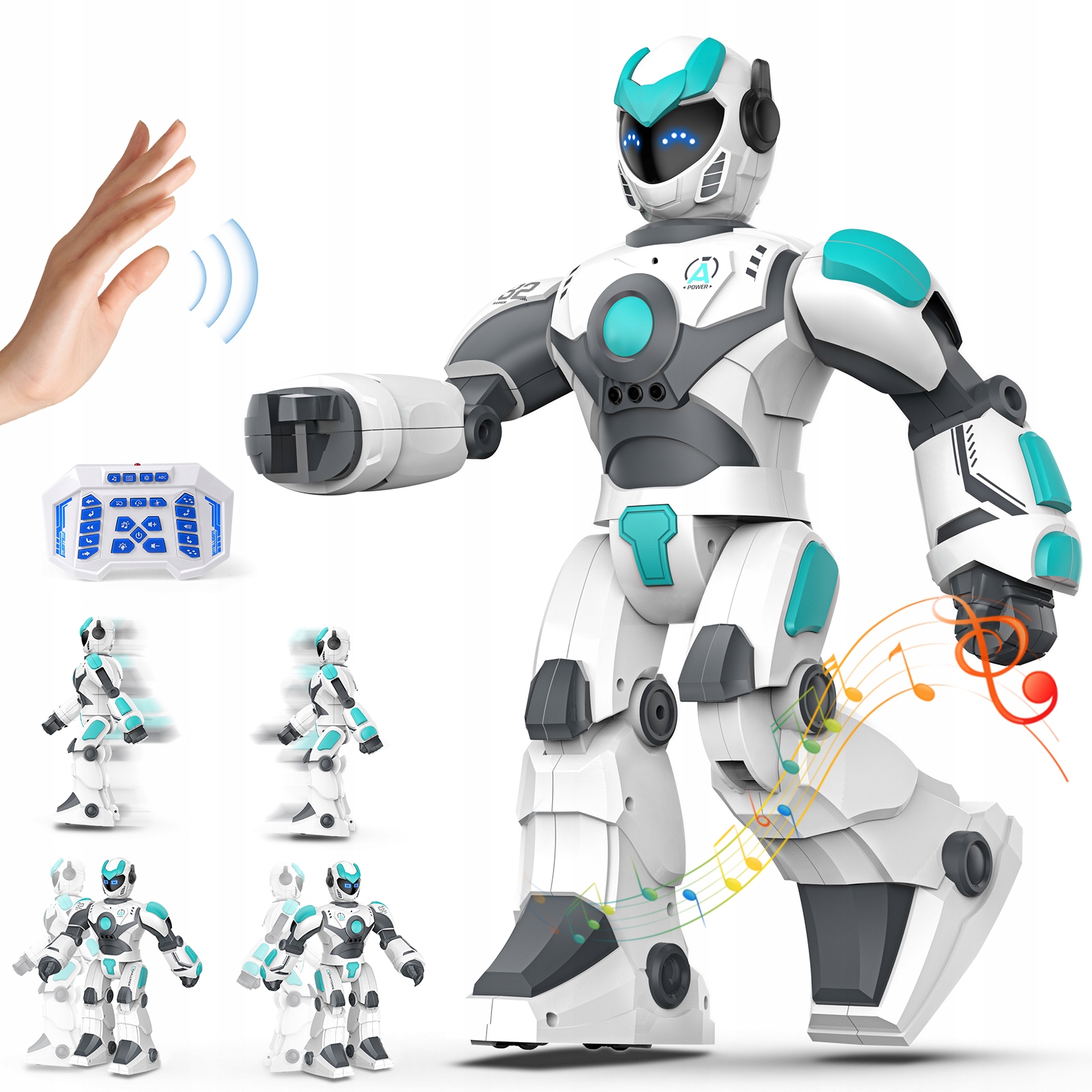 Robot Duży Interaktywny Zdalnie Gest Programowany Sterowanie Głosowe Led
