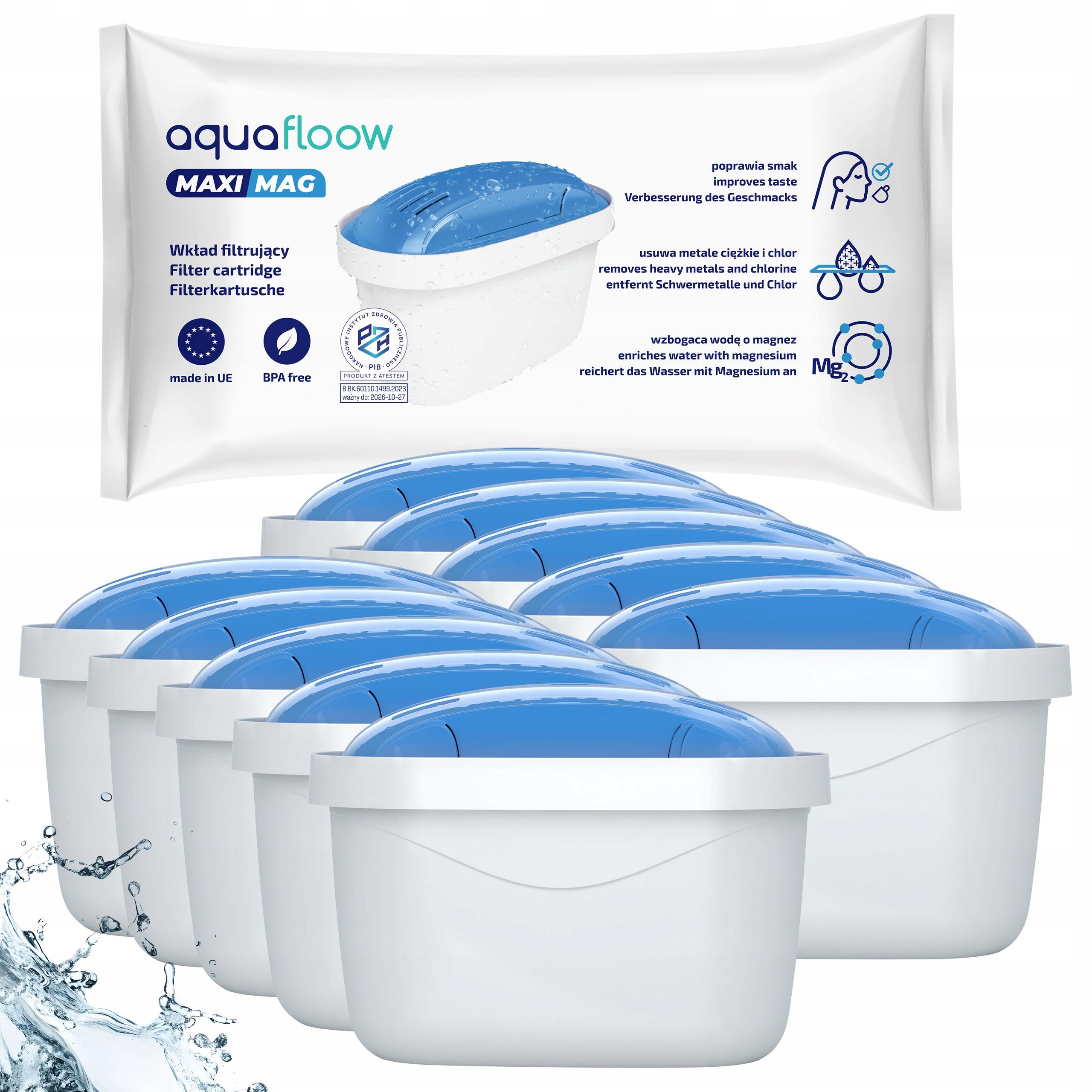 Filtr wody AquaFloow z magnezem do dzbanka Aquaphor Brita 10 sztuk
