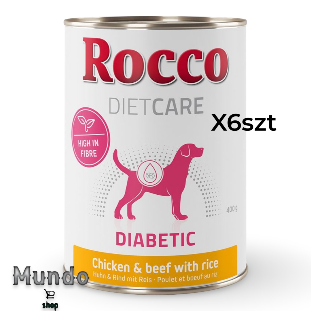 Vlhké krmivo Rocco Diet Care Diabetic Kuře s hovězím masem a rýží 400 g 6 ks