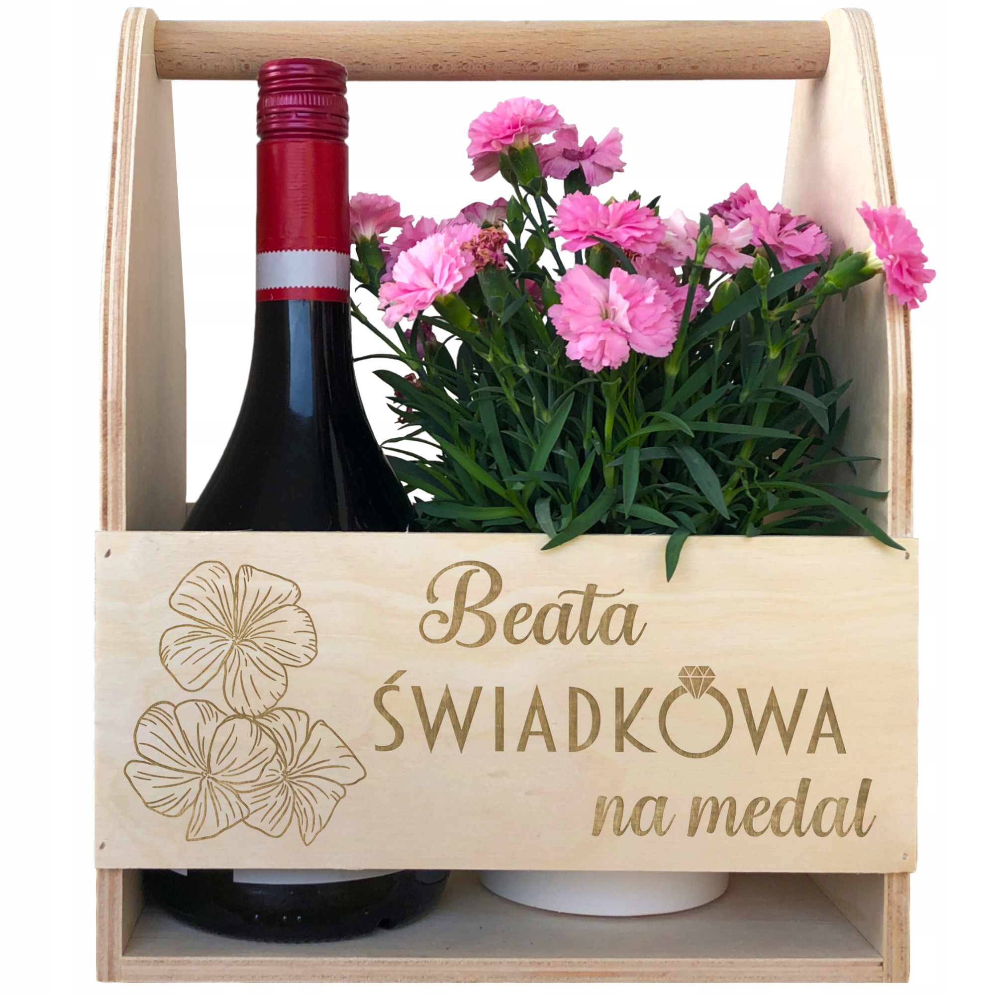 

Nosidło Kwiaty Wino Podziękowania Dla Świadkowej