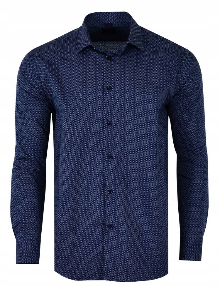 49/50 Košile Vzor Tmavě Modrá Dlouhá Velká