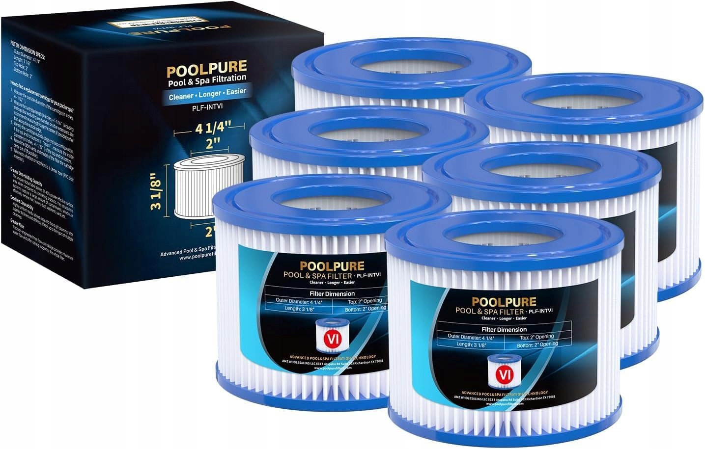 Poolpure 6-balení vyměnitelných filtrů PureSpa typu VI