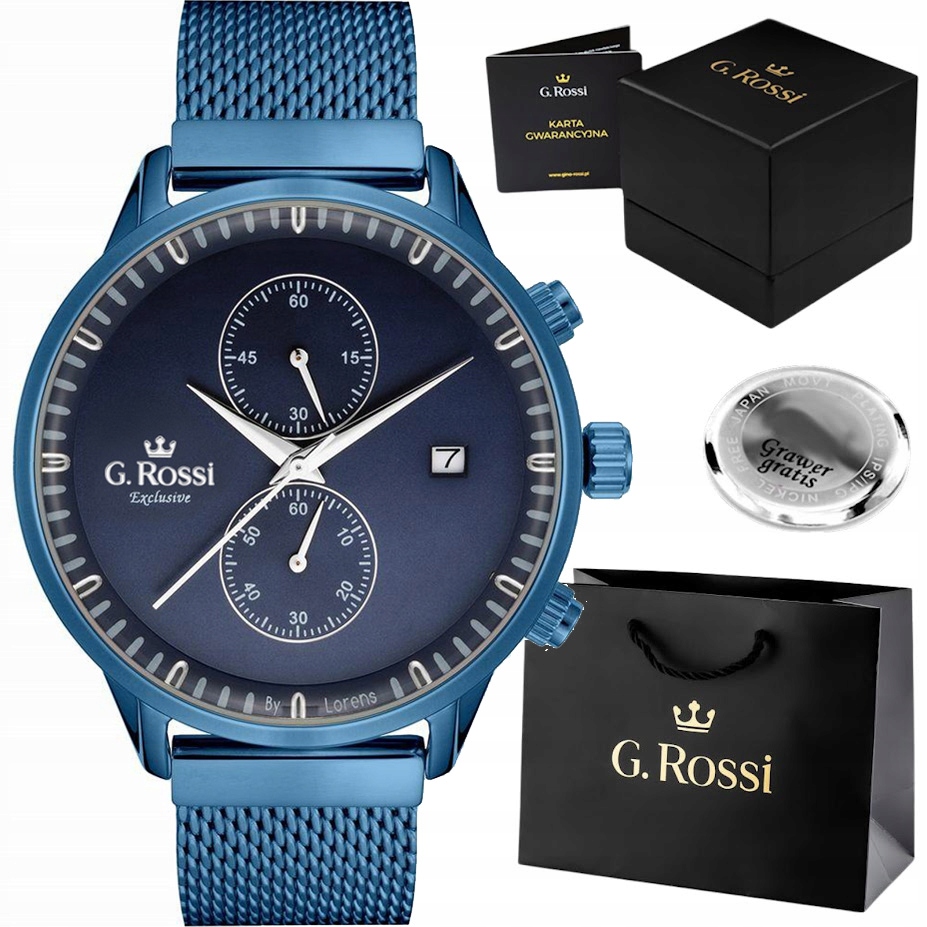 Pánské hodinky G. Rossi Exclusive ocelové chronograf a datumovka Gravírování