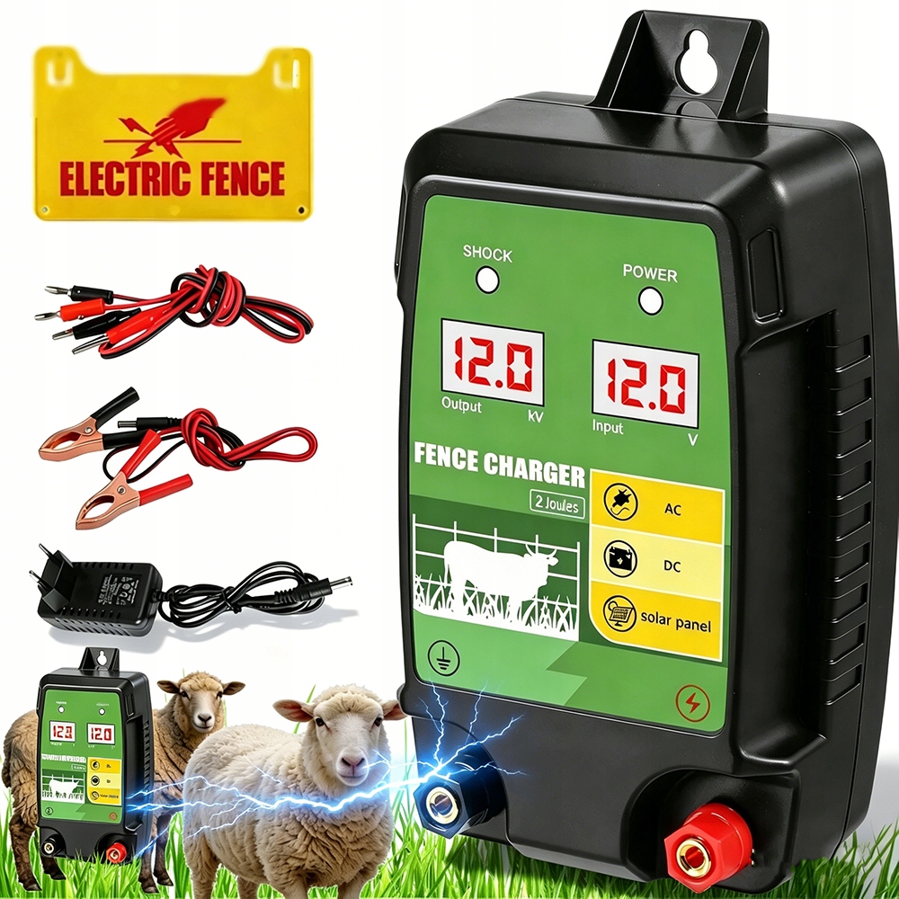 Elektrický Pastuch Elektrizátor 1.5J-2J Led Vodotěsný Dojezd 15KM
