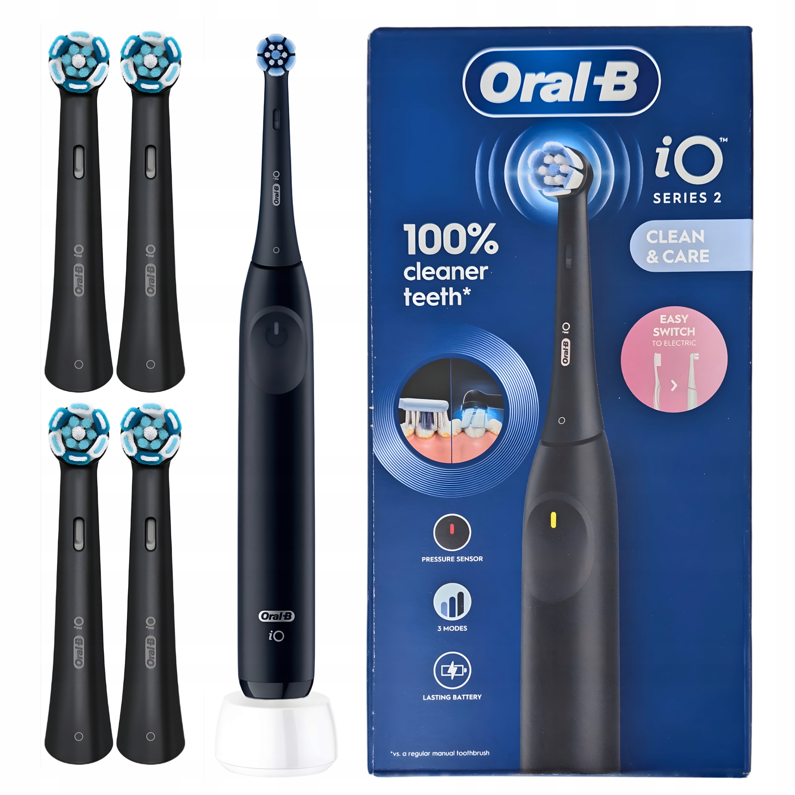 Szczoteczka Elektryczna Magnetyczna Oral-B iO Series 2 Czarna, 4 końcówki
