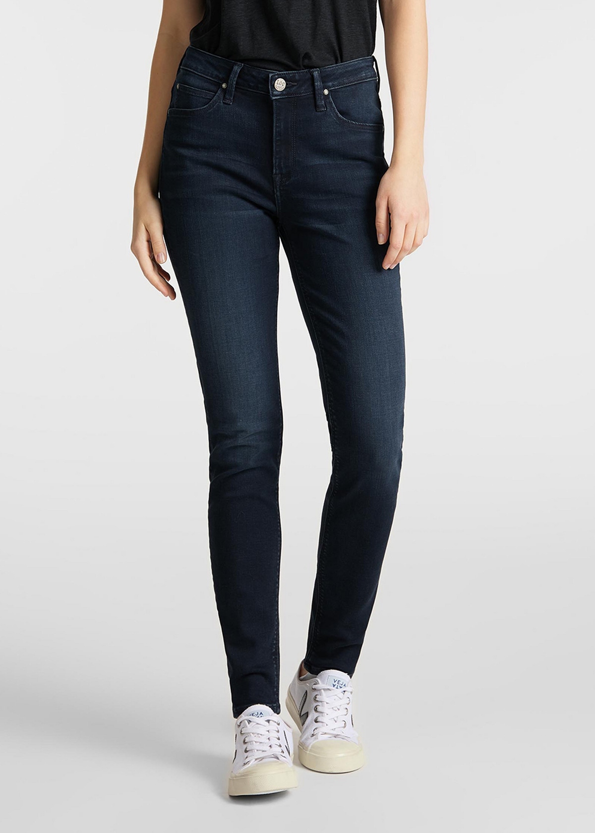 Lee Scarlett High Skinny Worn Ebony Dámské Džíny W27 L31