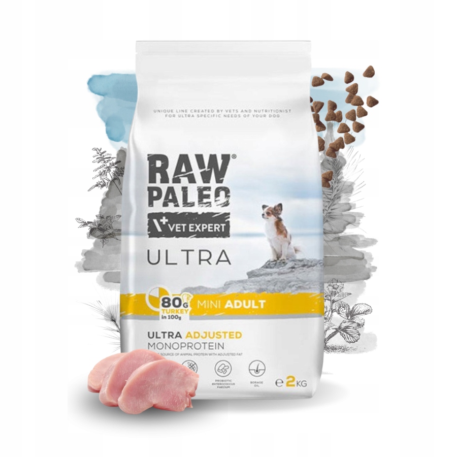 Raw Paleo Ultra Mini karma dla psów dorosłych Indyk Małe rasy 2kg