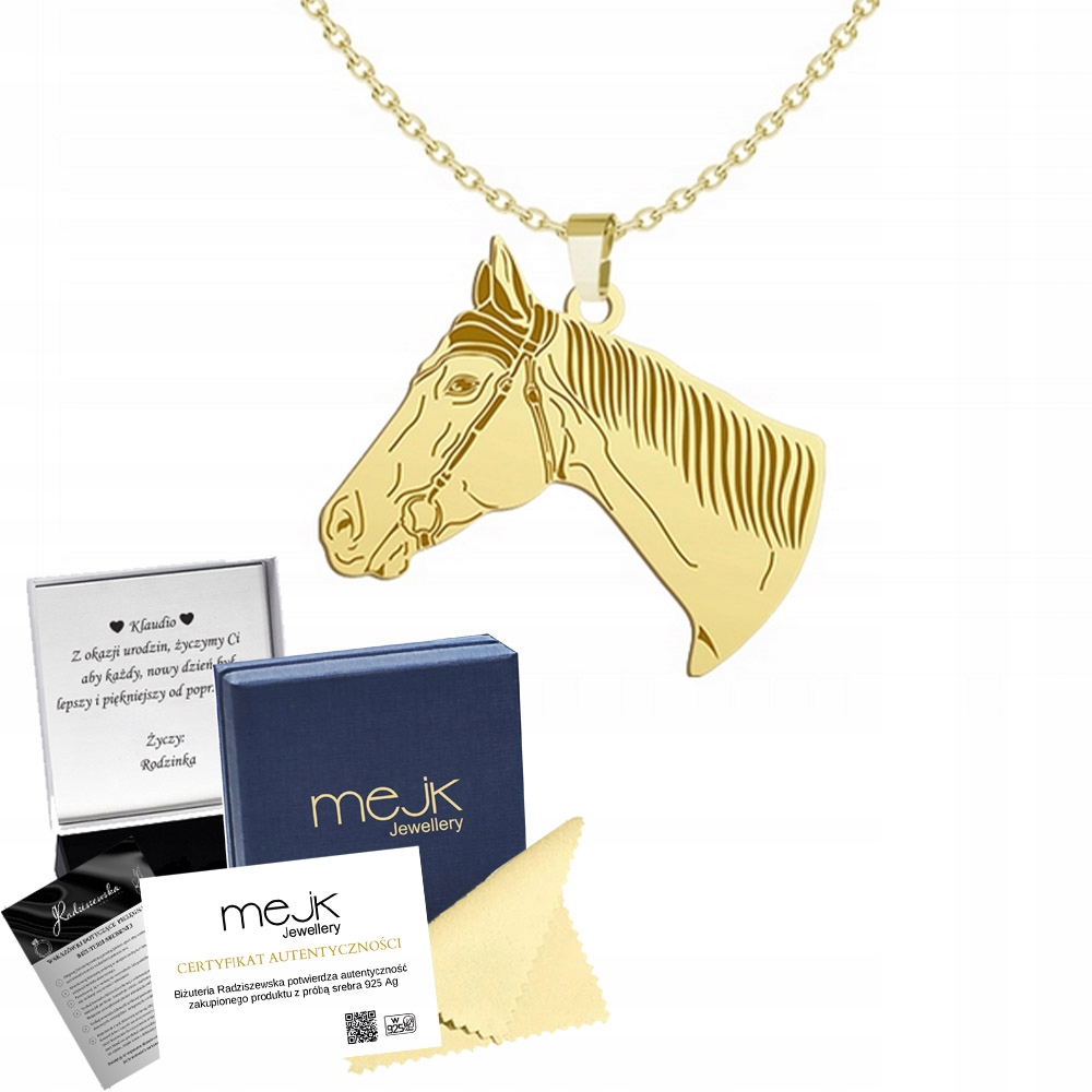 Zlatý náhrdelník s koněm Folblut 925 Řetízek Šperky Dárek Gravírování