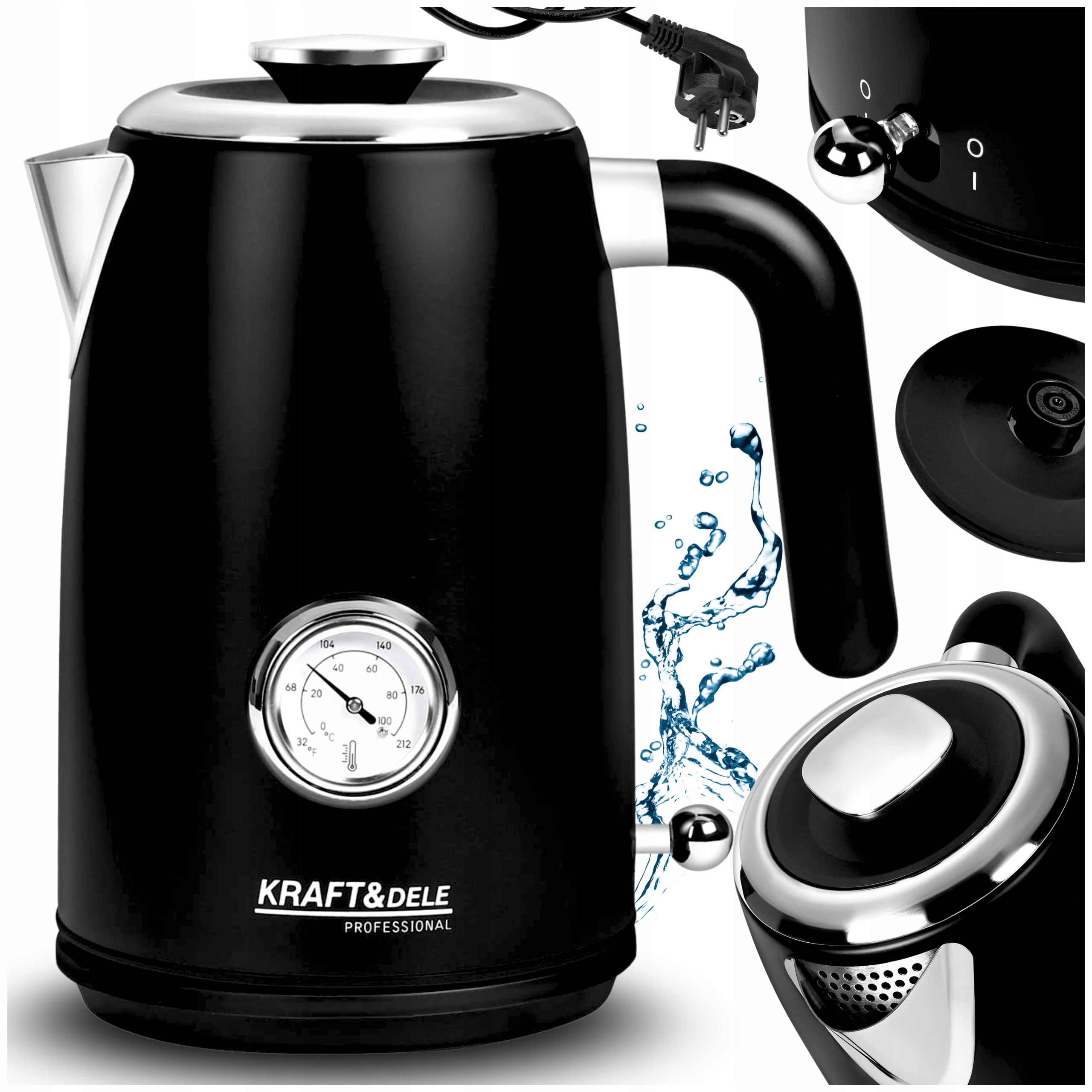 Elektrická Konvice 2200 W Bezdrátová Černá 1 L, Indikátor Teploty, Výkon