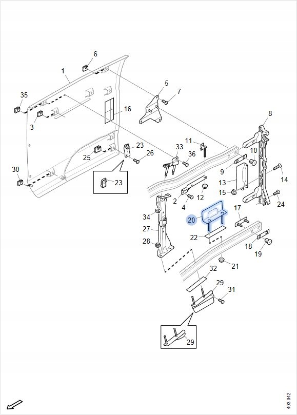 Support plaque Console SCANIA NGS R S P G 2640845 B-B