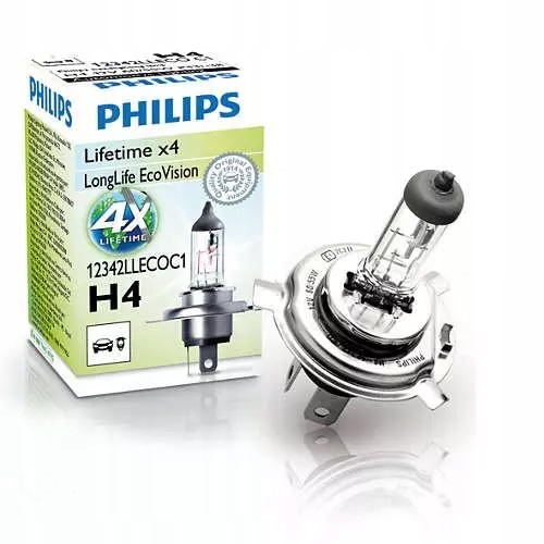 Żarówka H4 Philips Longlife 12V 60/55W P43t-38 12342LLECOC1