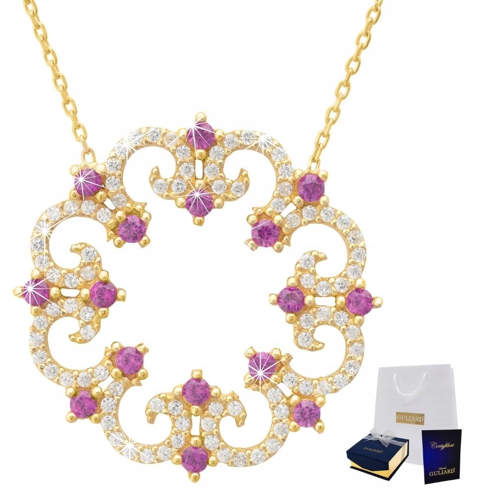 Zlatý náhrdelník velký ažurový Květ stříbro 925