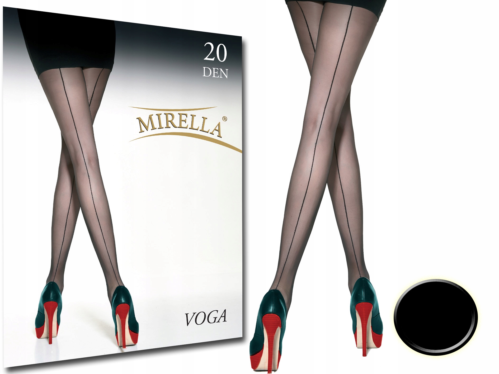 

Mirella Rajstopy ze szwem 20den Voga 3 (L) Nero
