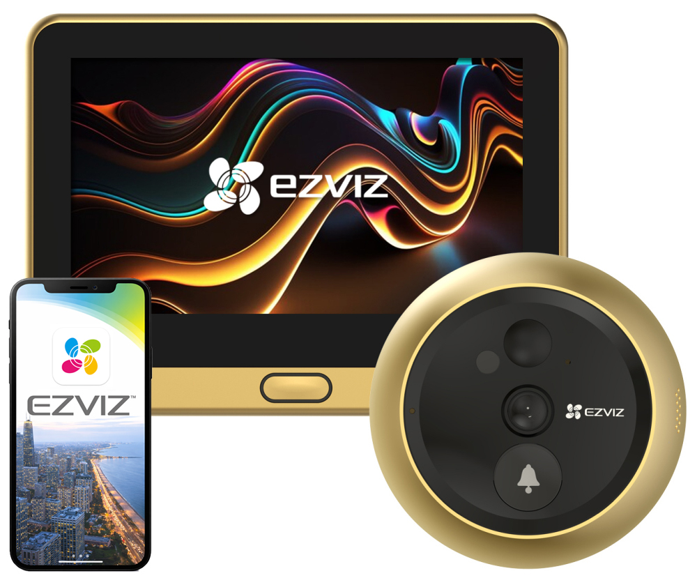 WiFi hľadáčik s kamerou Ezviz DP2C Gold Zvonček Kamera Detektor 3v1 Aplikácia