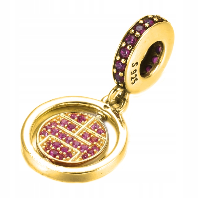 Zlatý Charms Růžové Zirkony Závěsné s Zirkony Dvojitý Stříbro 925