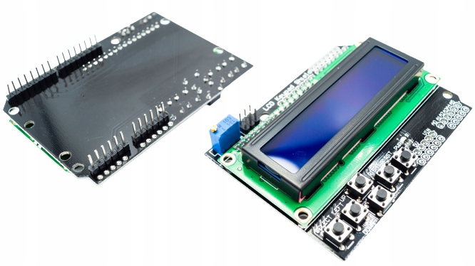 Niebieski wyświetlacz LCD 1602 16x2 HD44780 z klawiaturą Arduino HAT Shield EAN (GTIN) 5904890331884