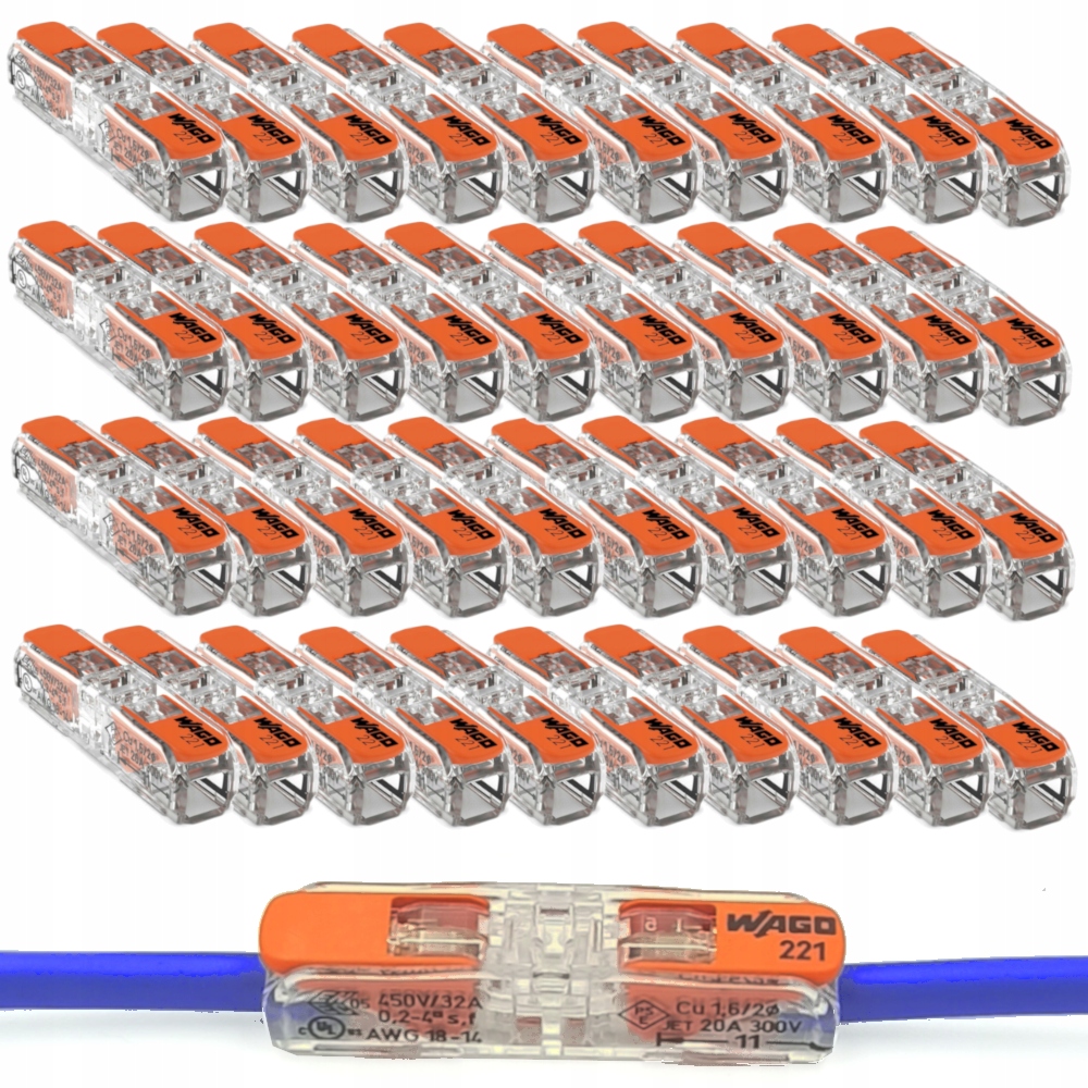 

Zestaw Wago 221-2411 Szybko Złączka Przelotowa 40X