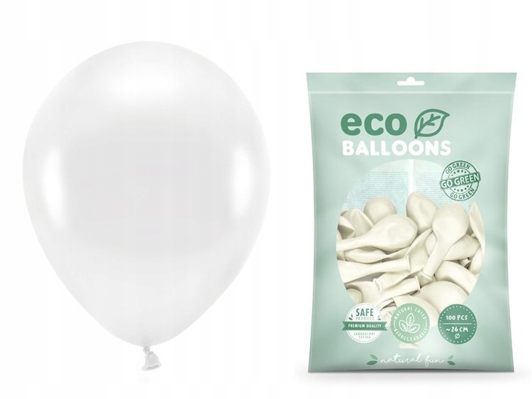 

Balony białe Eco 26cm Urodziny metalizowane 100x