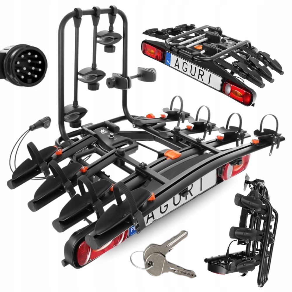 Bagażnik Rowerowy Na Hak Aguri Active Bike 4 rowery Uchylany Black 13-PIN