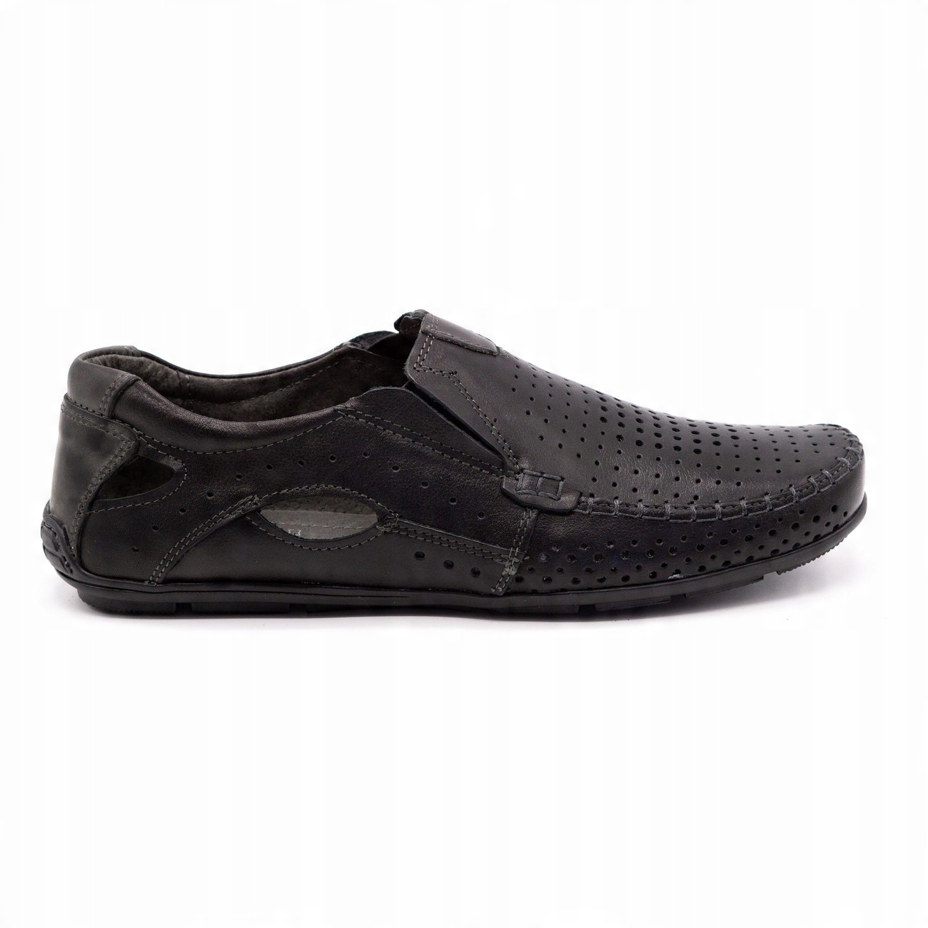 

Buty Męskie Mokasyny Skóra Lato 901 Czarny Lico 42