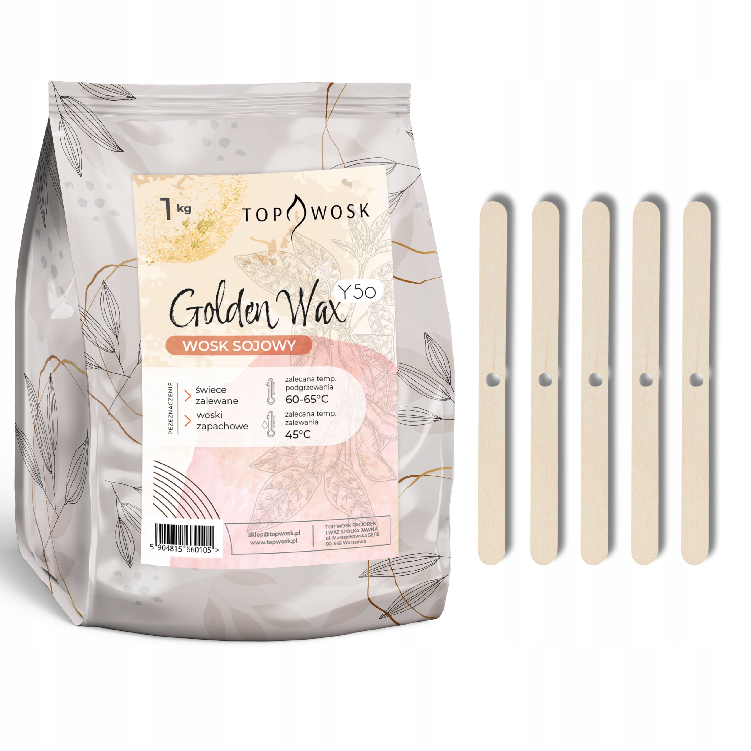 Wosk sojowy do świec EKO 1kg STABILIZATORY 5 sztuk