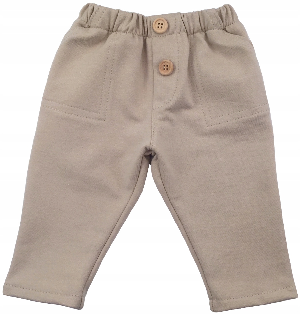 SPODNIE dresowe beżowe na gumce 74 cm +6m