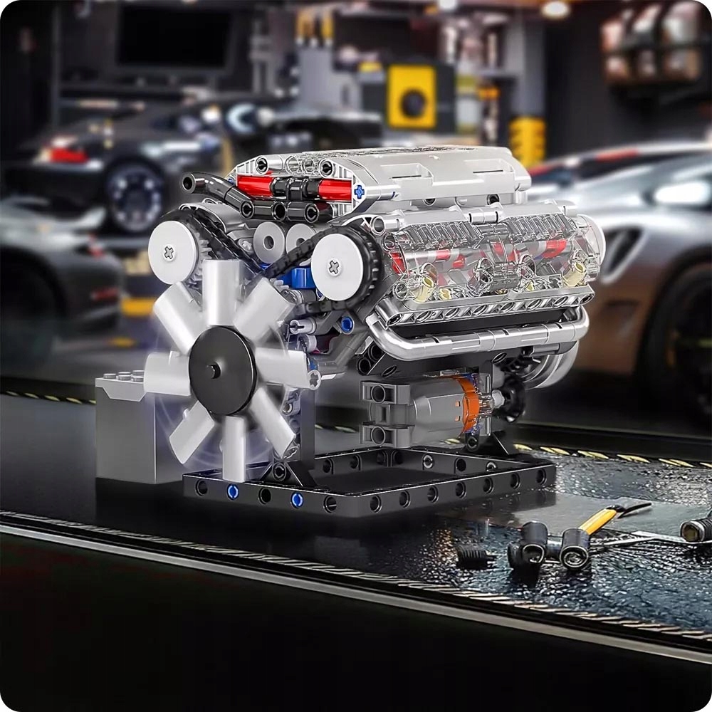 Modelis Dzinējs V8 Astoņu cilindru benzīns ar blokiem 535 elementi Produkta augstums 12 cm
