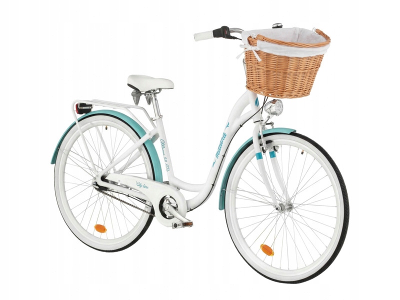 Rower miejski Indiana Moena A7B 28 cali damski Biało-lazurowy+Koszyk+Wkład