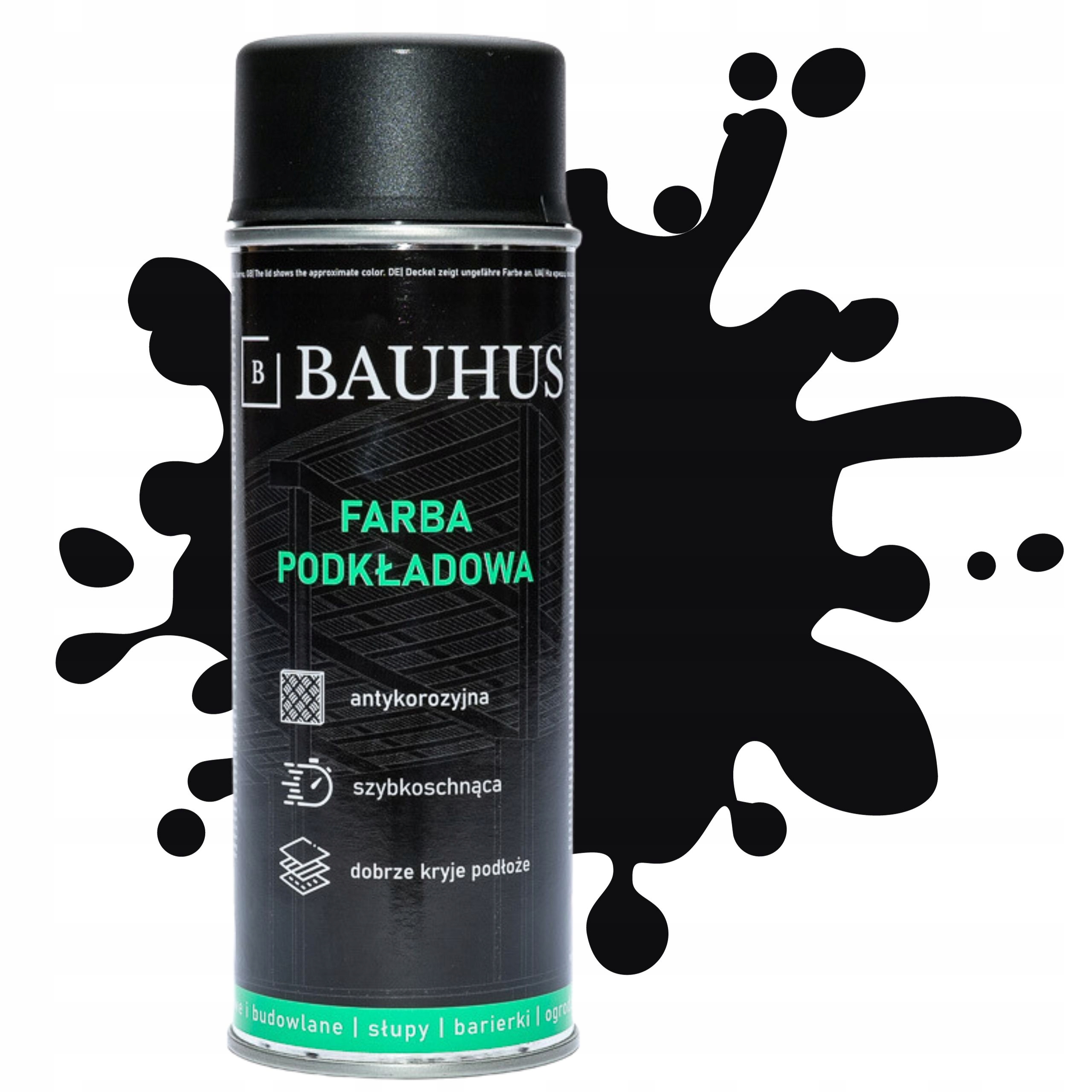 Bauhus Farba Podkładowa Antykorozyjna Spray 400ml Czarna
