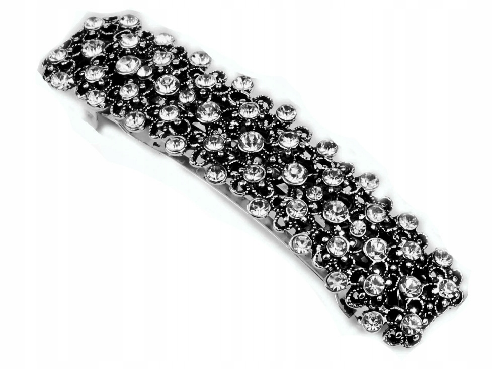 Exkluzivní spona francouzská kovová, průhledné zirkony, pevná