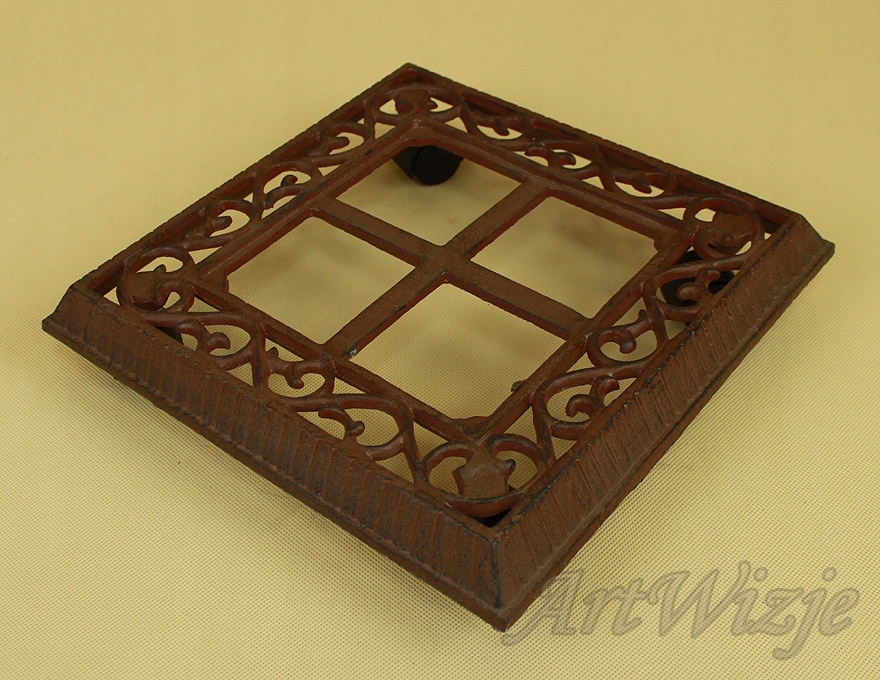 Żeliwna kwadratowa podstawka na kółkach pod donicę EAN (GTIN) 5904209581337