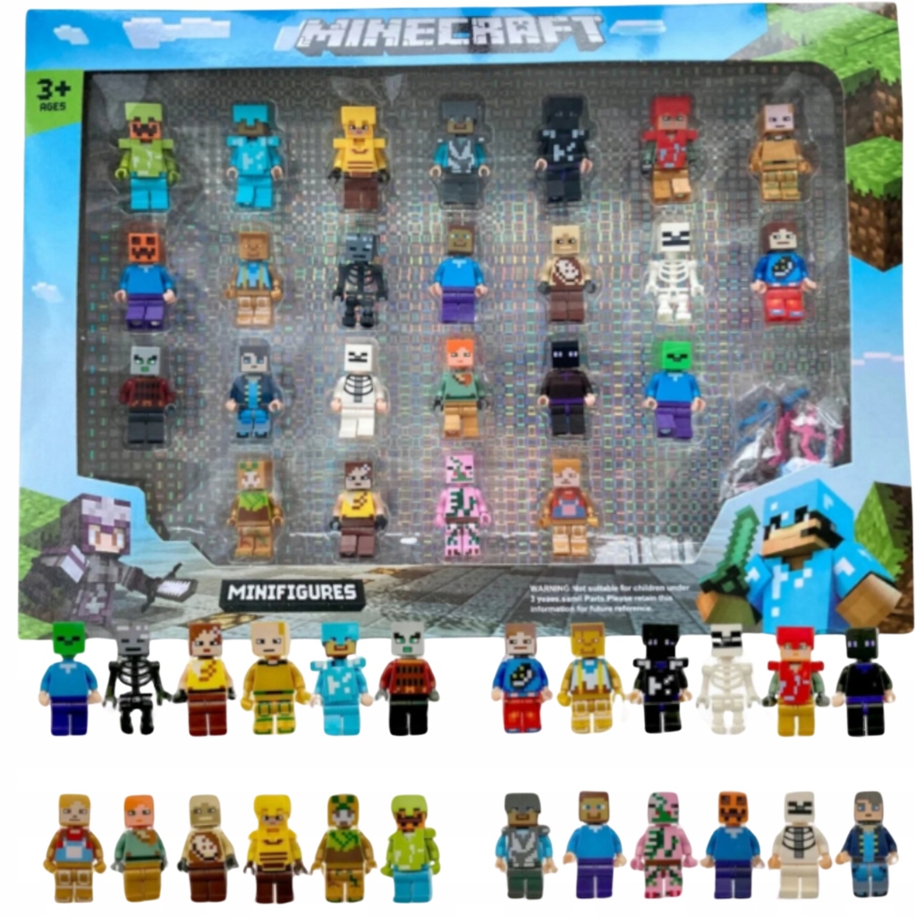 Minecraft Klocki MINI FIGURKI 24 SZT + AKCESORIA DUŻY ZESTAW LUDZIKI DZIECI
