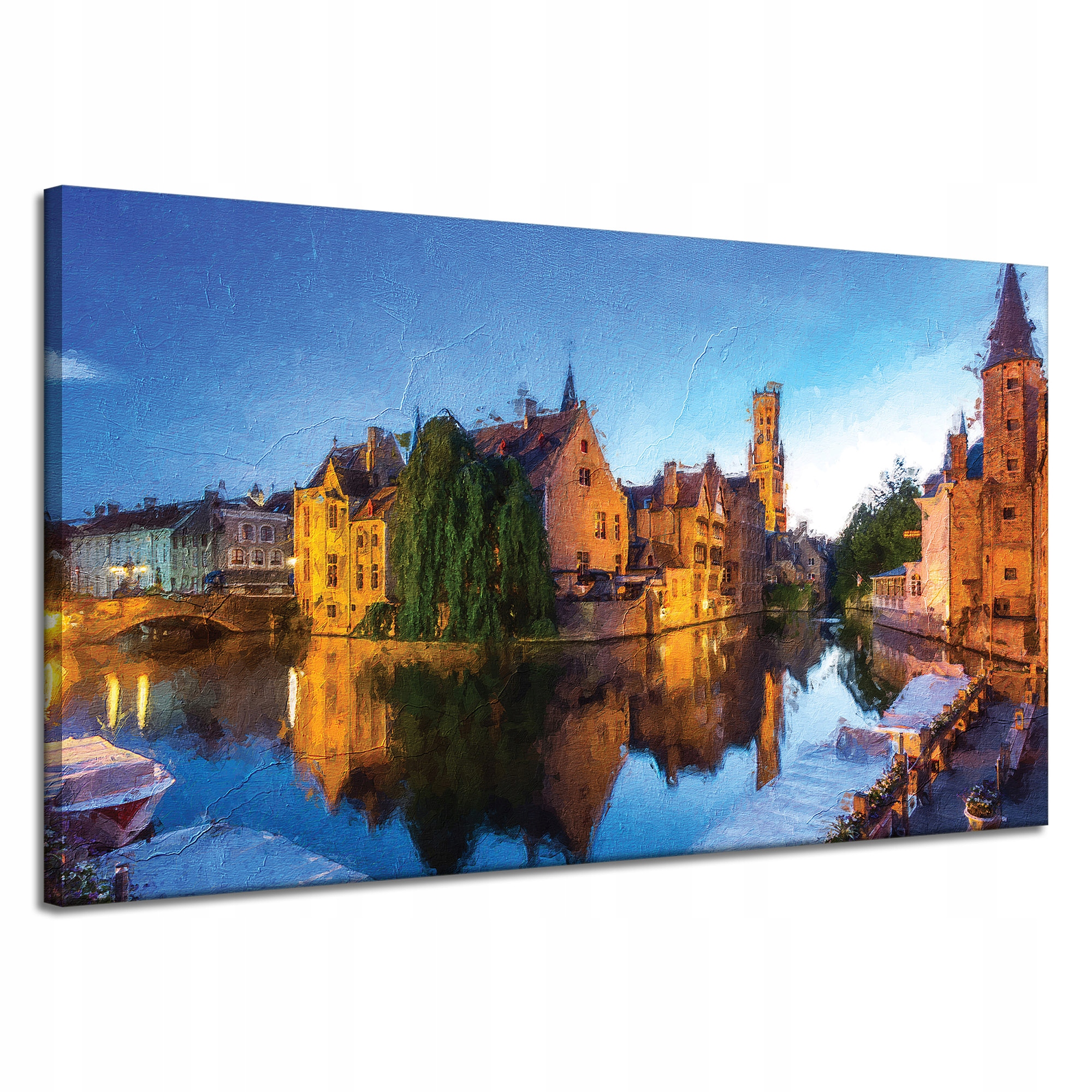 Obraz na plátně Řeka Město Olejový večer Styl 120x70 cm