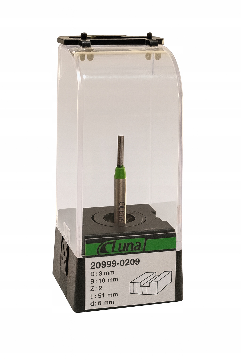 Fréza pro drážky 3 mm H10 mm délka 51 mm stopka 6 mm s čelním ostřím L