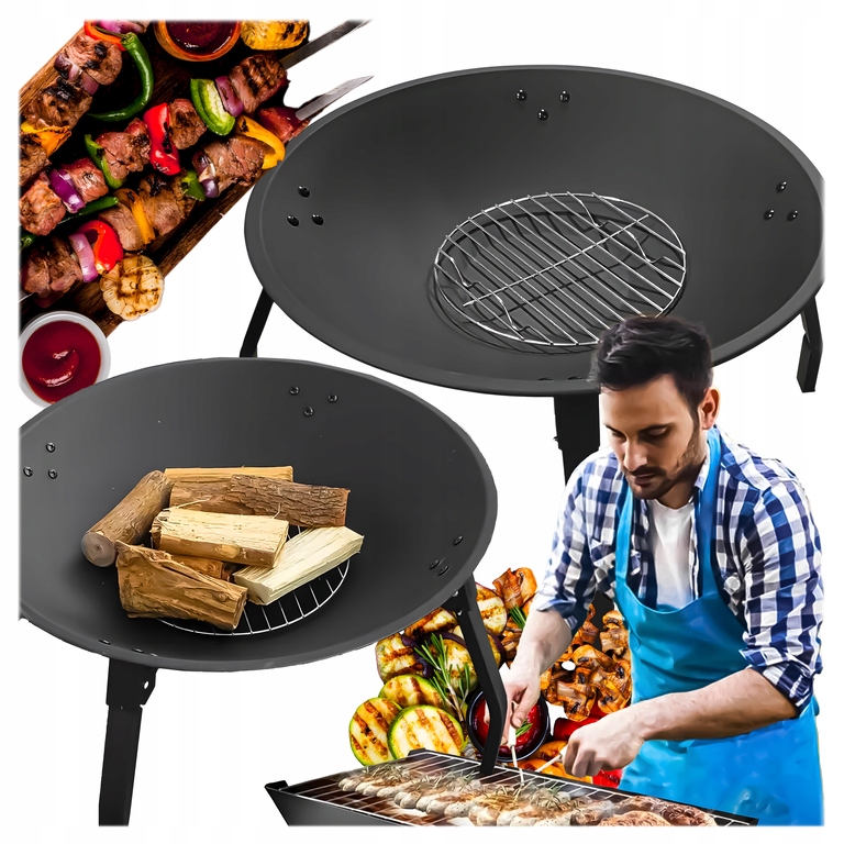 Palenisko Ogrodowe Do Ogniska Grilla Kociołka Stalowe Czarne Duże 55 CM