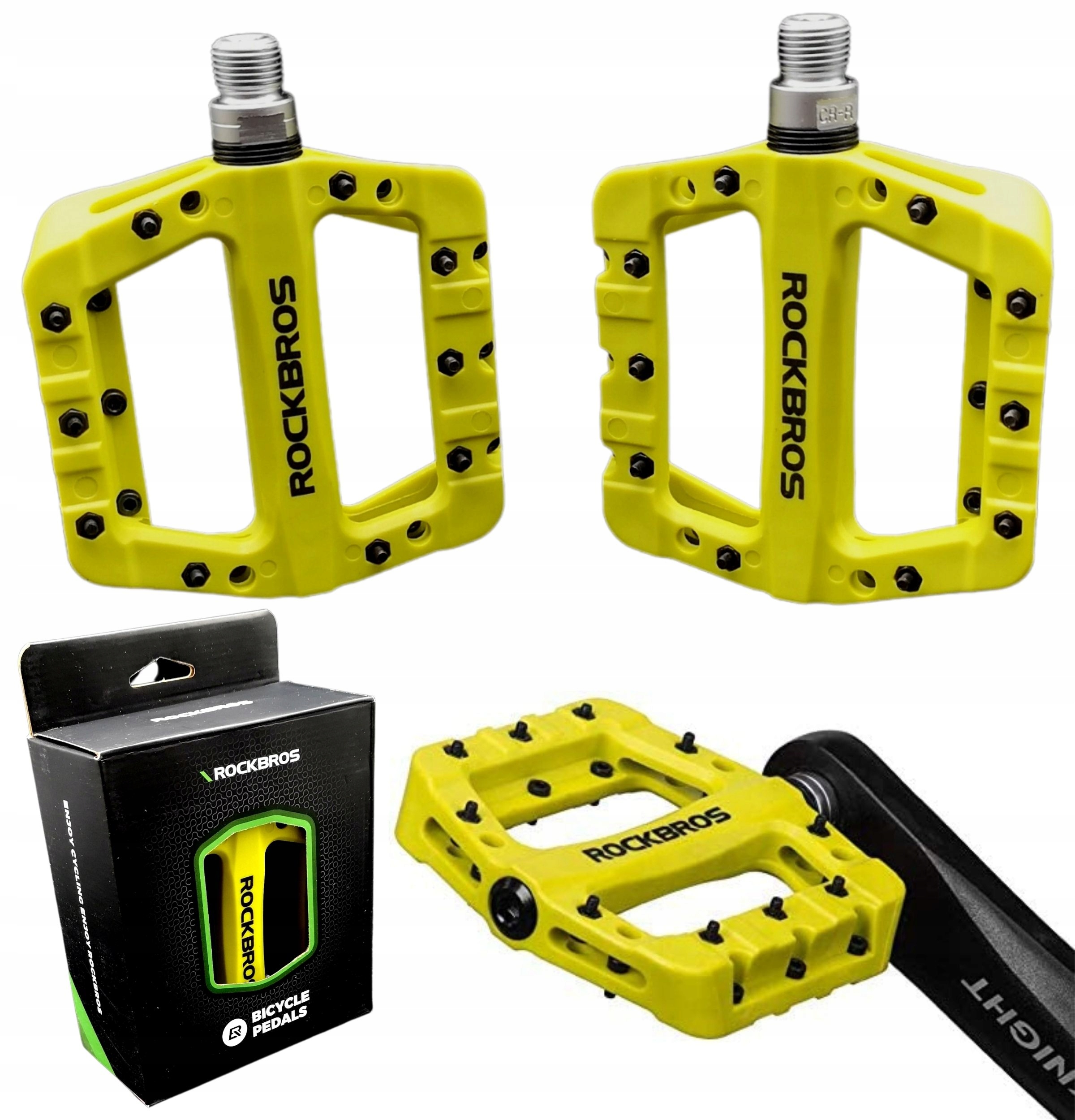 

Pedały Platformowe Lekkie Mtb nylon Rockrbos green